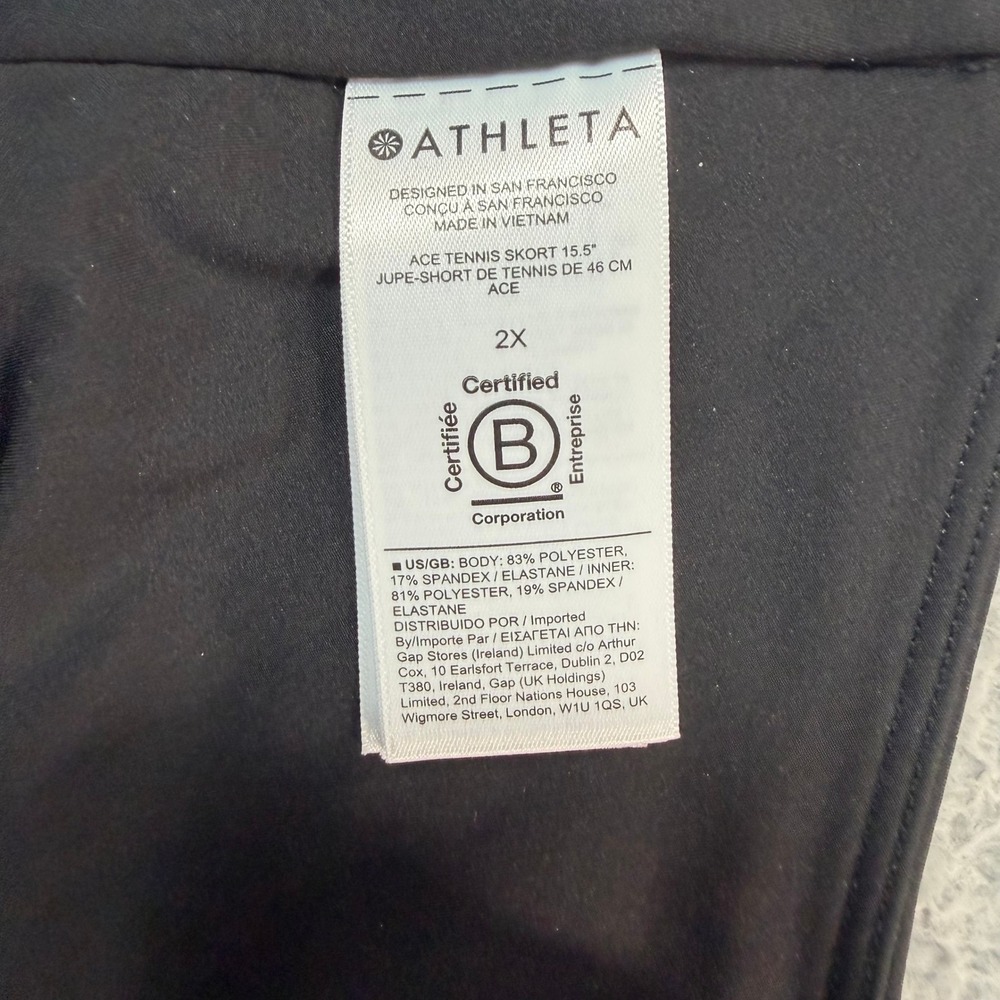 Athleta Ace‎ Tennis Skort Black Plus Size 2X Athletic Skirt with Shorts Workout - Picture 10 of 11